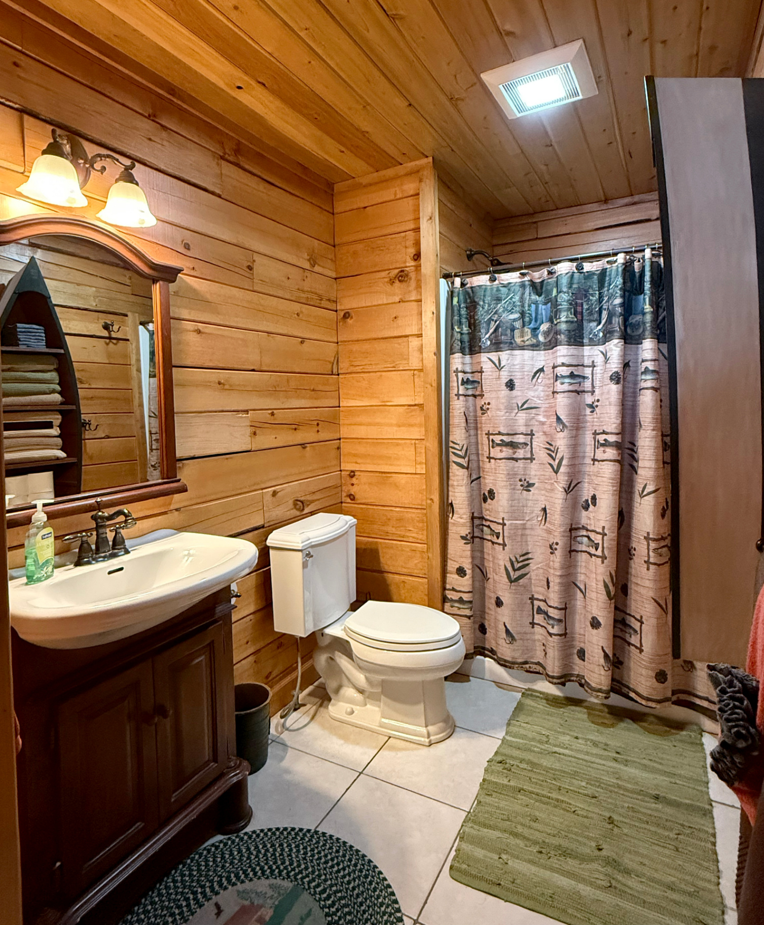 Full bathroom with tub and shower