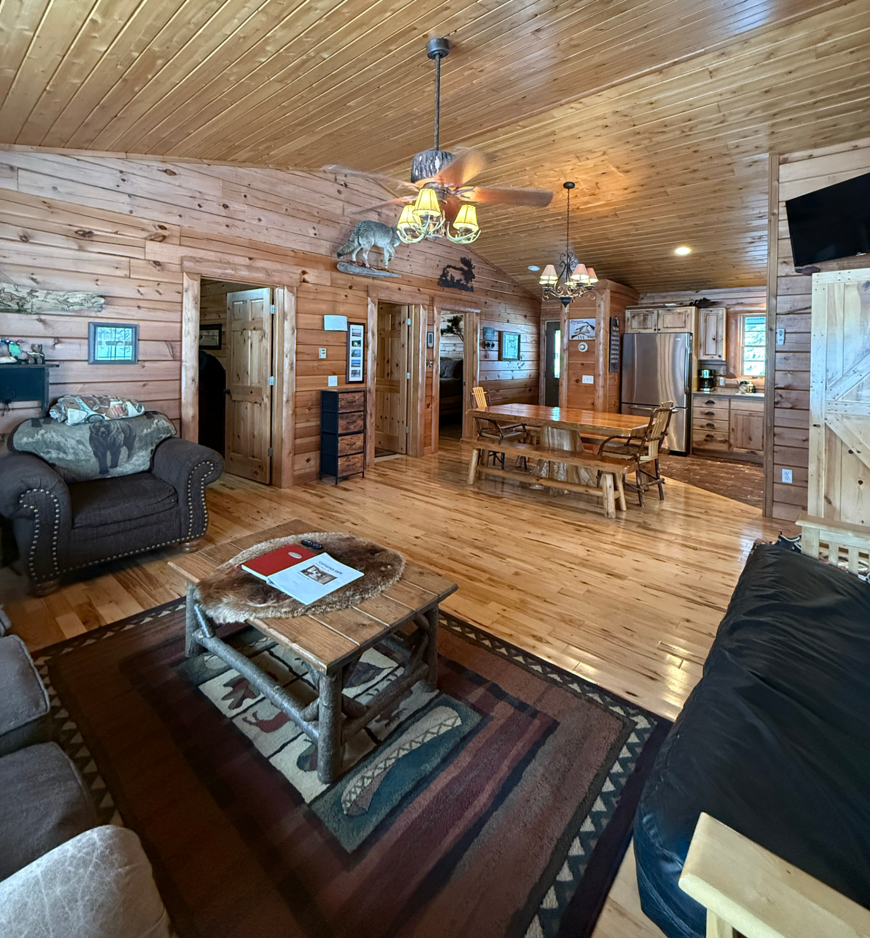 Open living, dining and kitchen area
