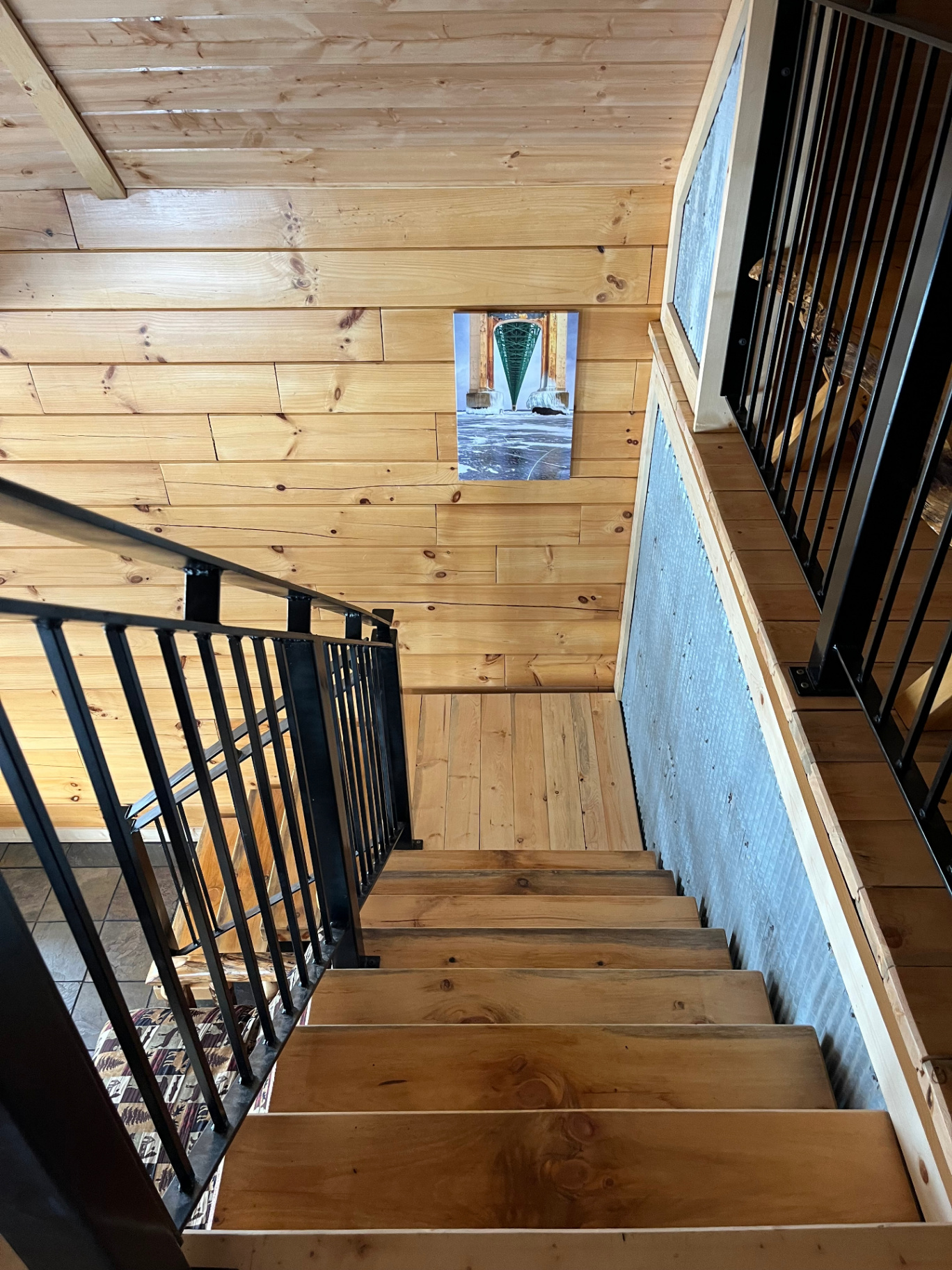 Custom stairs leading down from the loft